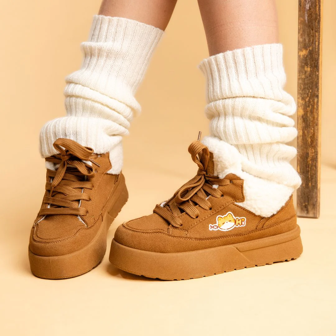 Cozy Kitty Ultra Chunky Brown Mid Top Shoes - Women's - Image 11
