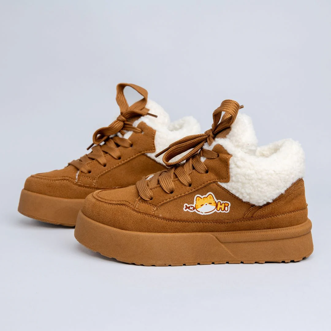 Cozy Kitty Ultra Chunky Brown Mid Top Shoes - Women's - Image 3