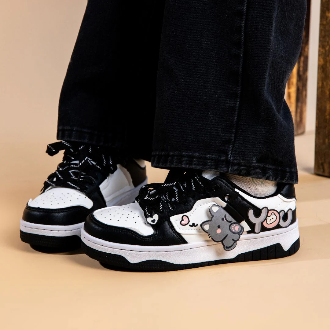 Cute Heart Neko Chunky Black Shoes - Unisex - Image 8