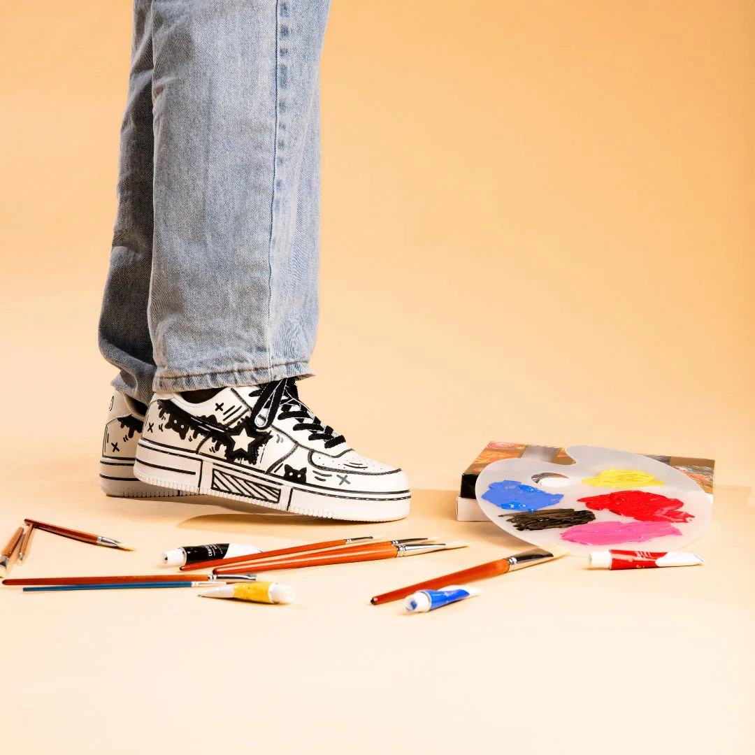 Hand Painted Bold Contrast Casual White Shoes - Unisex - Image 9