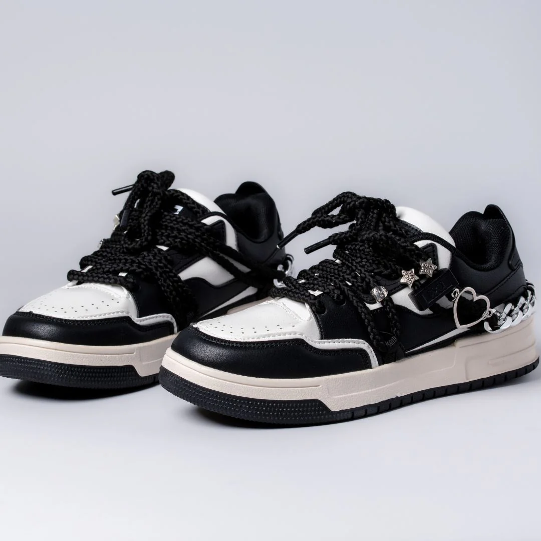 Happy Heart 'n Sole Black Casual Sneakers - Unisex - Image 3