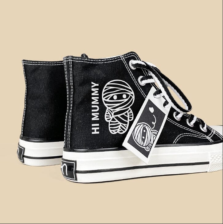 Hi Mummy Black High Top Canvas Shoes - Unisex - Image 3