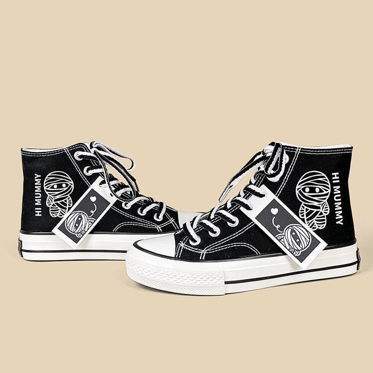 Hi Mummy Black High Top Canvas Shoes - Unisex - Image 4