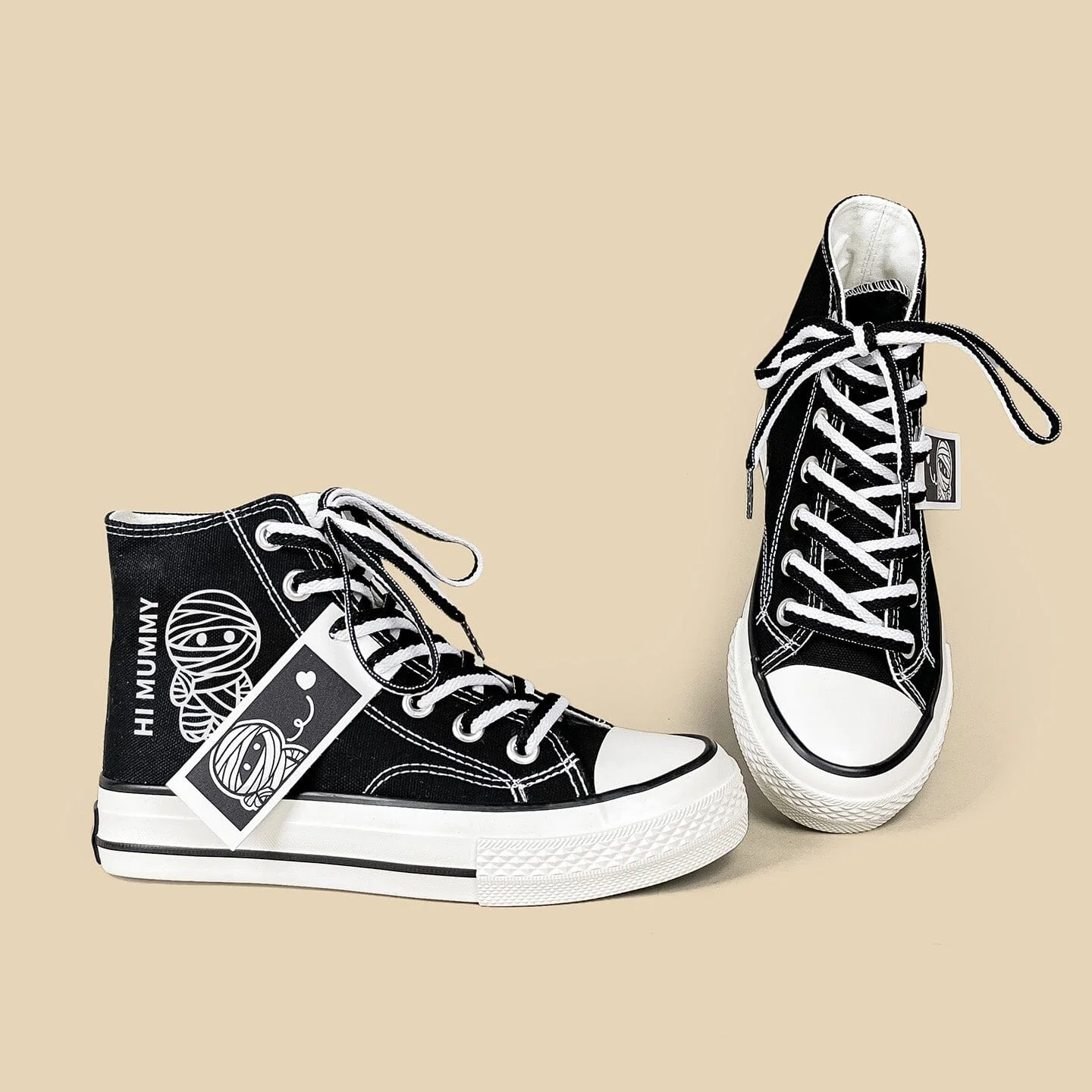 Hi Mummy Black High Top Canvas Shoes - Unisex - Image 5