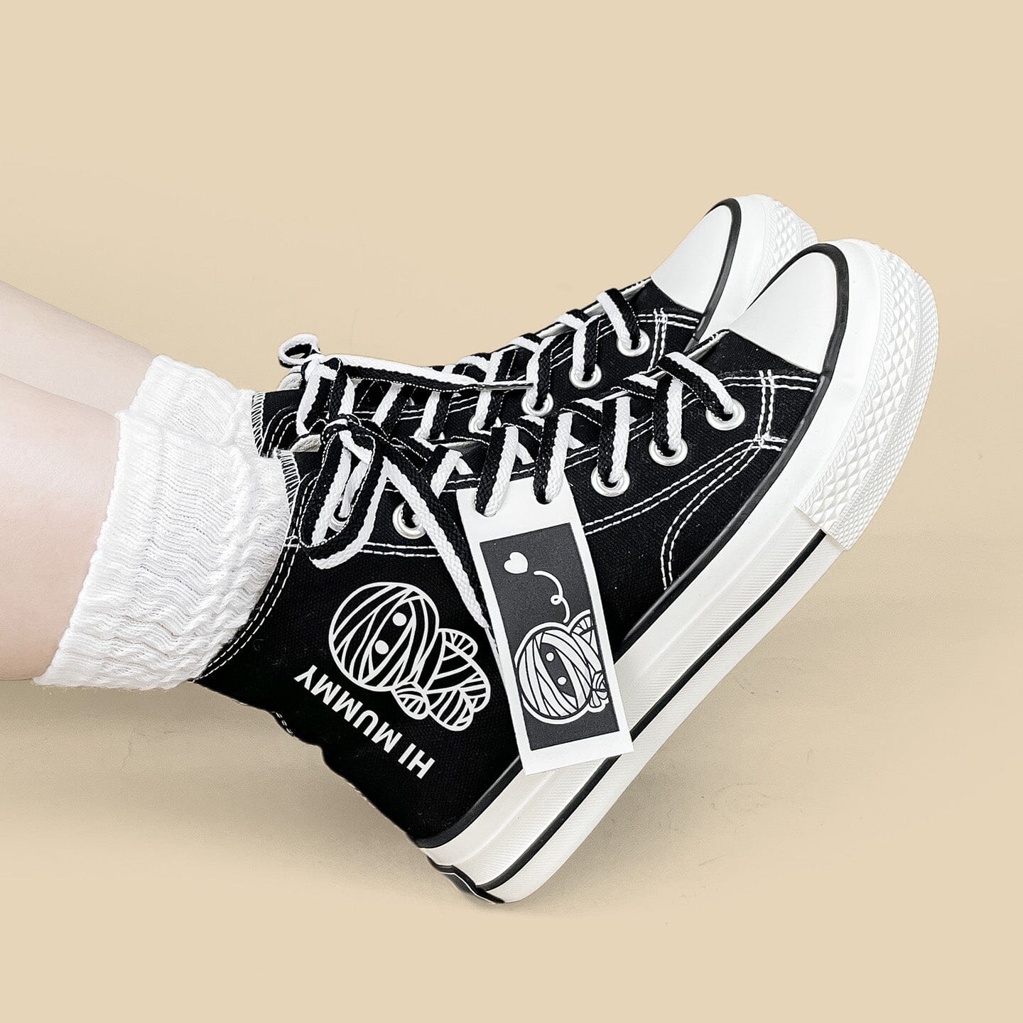 Hi Mummy Black High Top Canvas Shoes - Unisex - Image 6