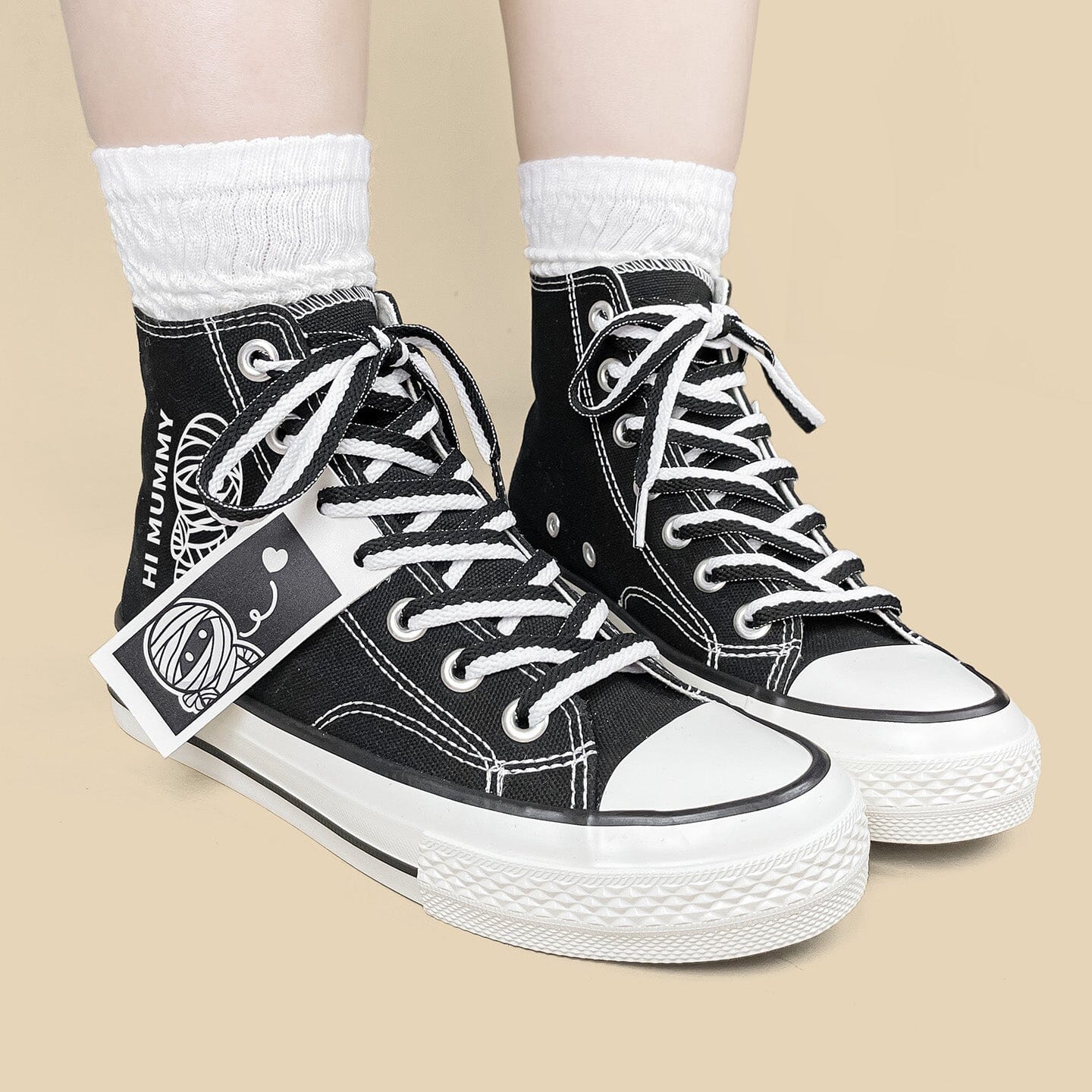 Hi Mummy Black High Top Canvas Shoes - Unisex - Image 7