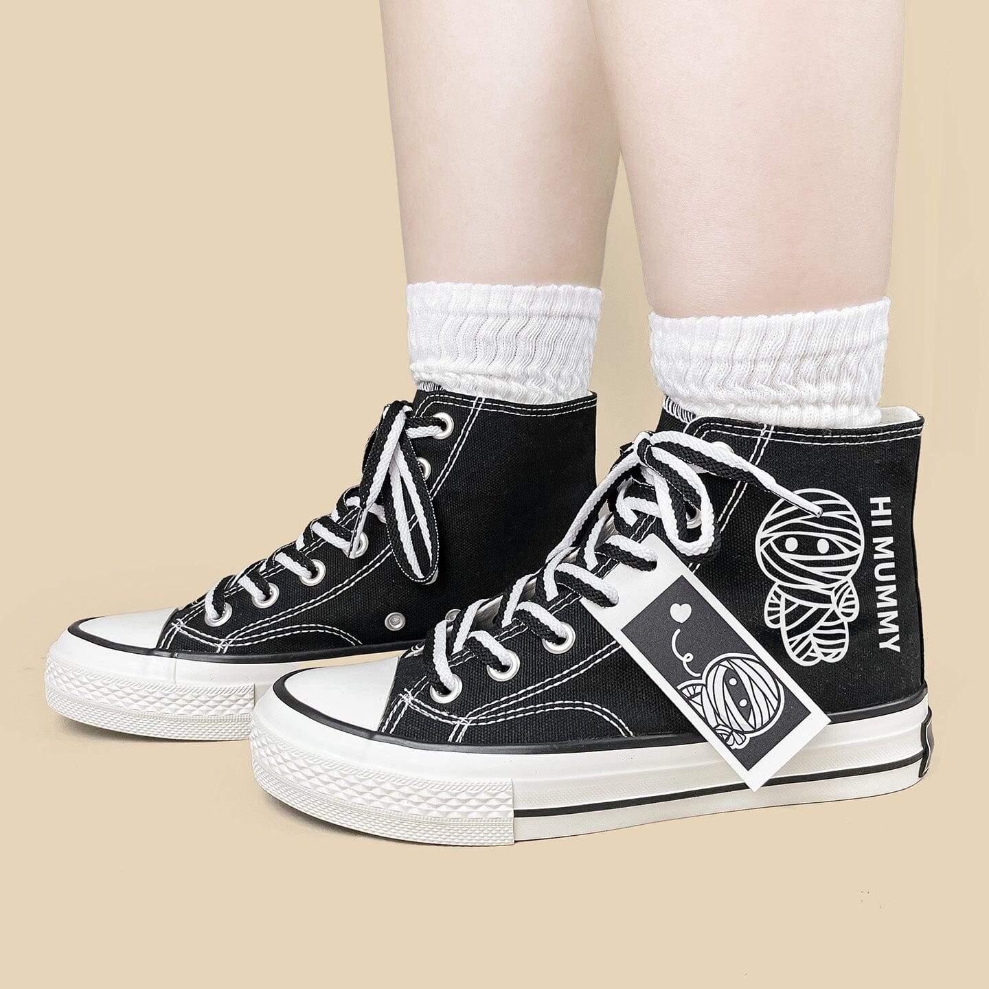 Hi Mummy Black High Top Canvas Shoes - Unisex - Image 8