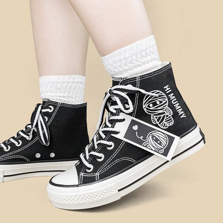 Hi Mummy Black High Top Canvas Shoes - Unisex - Image 9