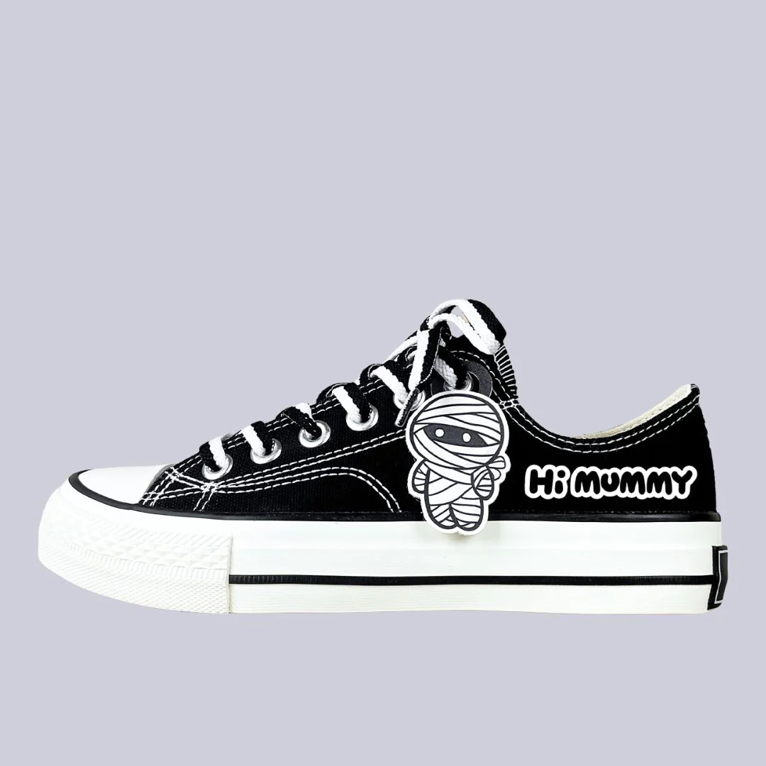 Hi Mummy Black Low Top Canvas Shoes - Unisex