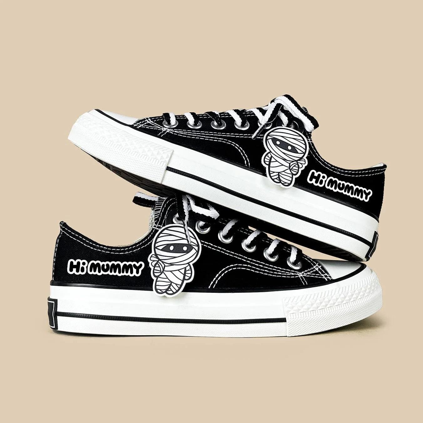 Hi Mummy Black Low Top Canvas Shoes - Unisex - Image 3