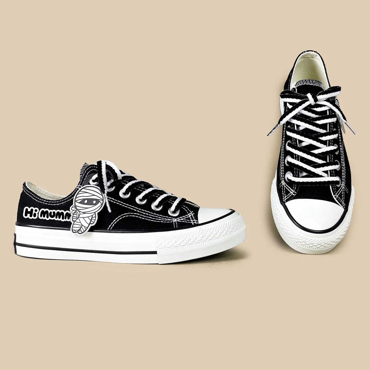 Hi Mummy Black Low Top Canvas Shoes - Unisex - Image 4