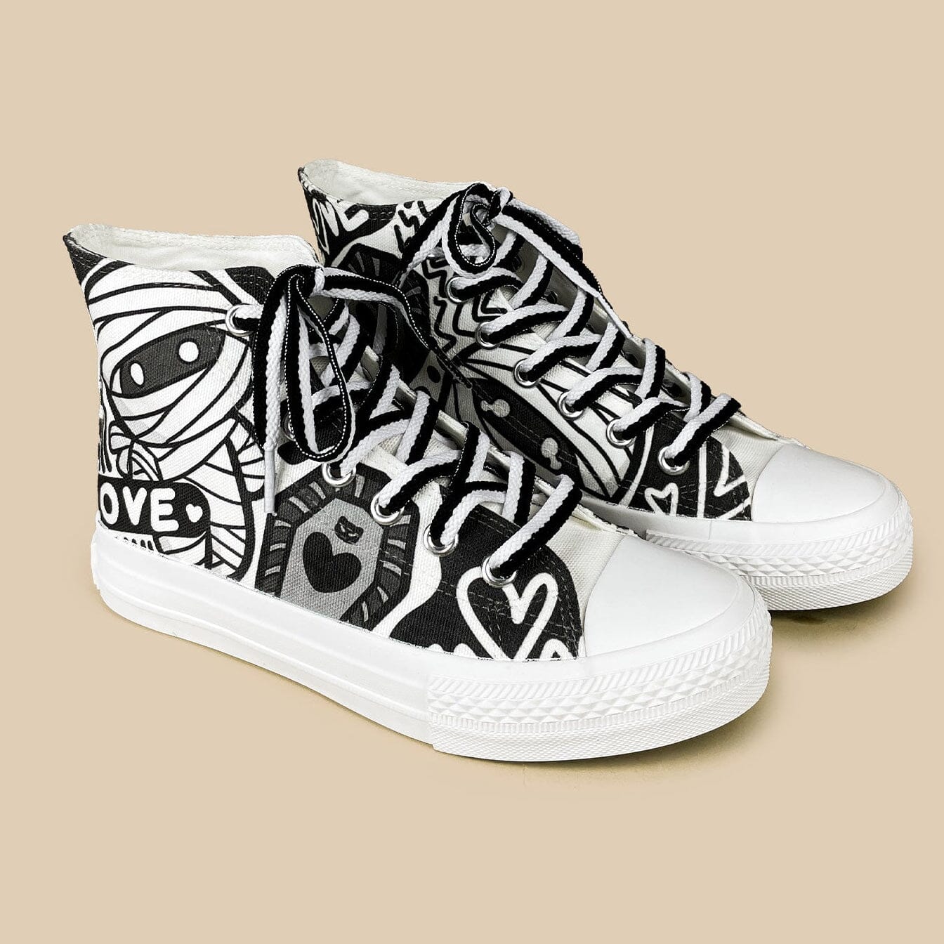 Hi Mummy Graphic High Top Canvas Shoes - Unisex - Image 3