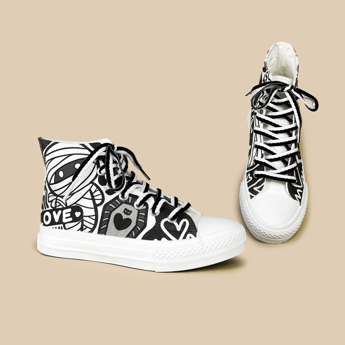 Hi Mummy Graphic High Top Canvas Shoes - Unisex - Image 5
