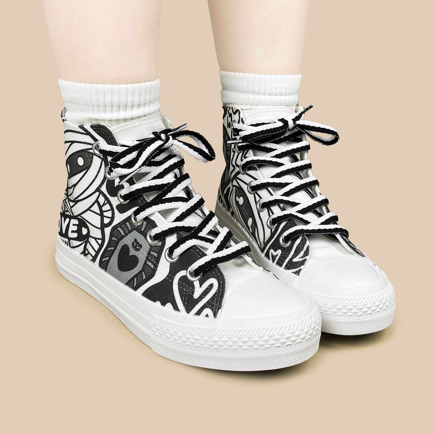Hi Mummy Graphic High Top Canvas Shoes - Unisex - Image 6
