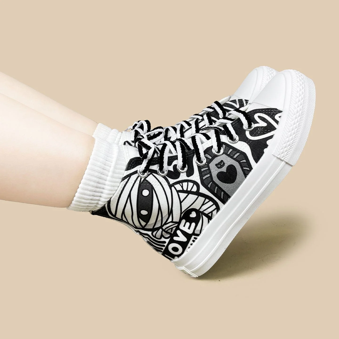 Hi Mummy Graphic High Top Canvas Shoes - Unisex - Image 7