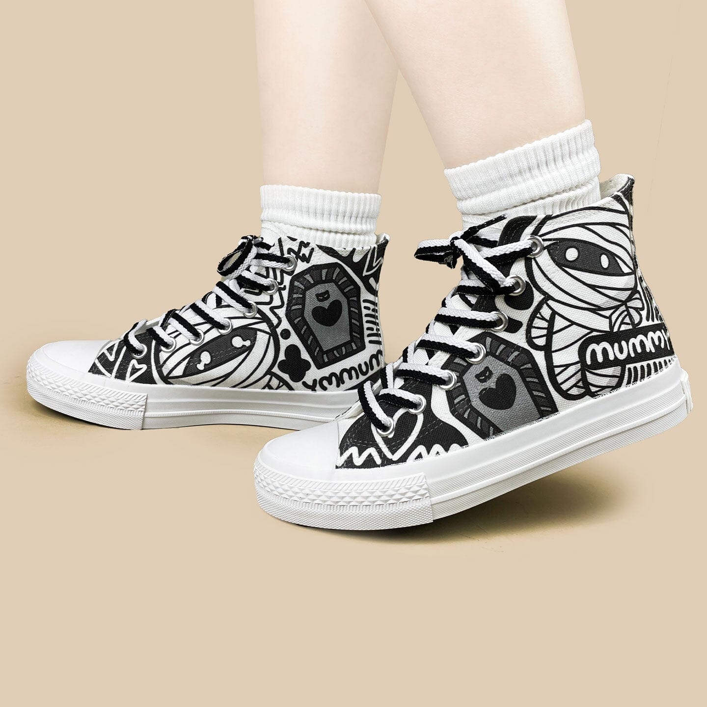 Hi Mummy Graphic High Top Canvas Shoes - Unisex - Image 8
