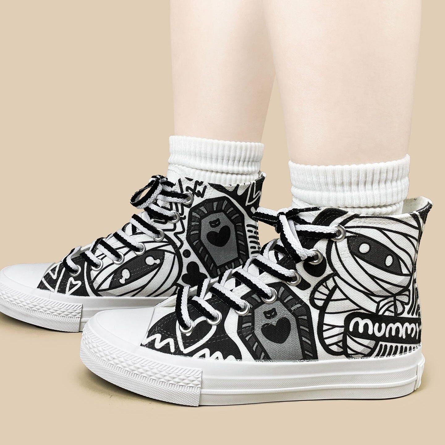 Hi Mummy Graphic High Top Canvas Shoes - Unisex - Image 9