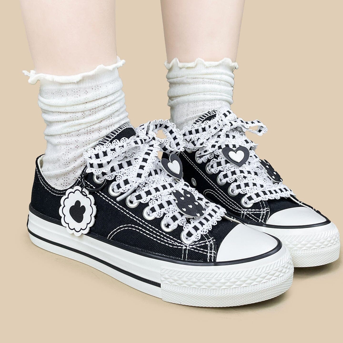 Kawaii Bunny Lace Bow Low Top Canvas Shoes - Unisex - Image 10
