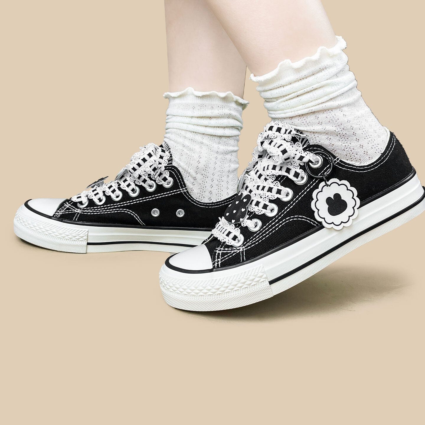 Kawaii Bunny Lace Bow Low Top Canvas Shoes - Unisex - Image 6