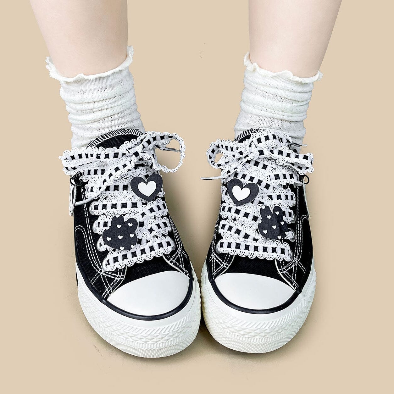 Kawaii Bunny Lace Bow Low Top Canvas Shoes - Unisex - Image 7
