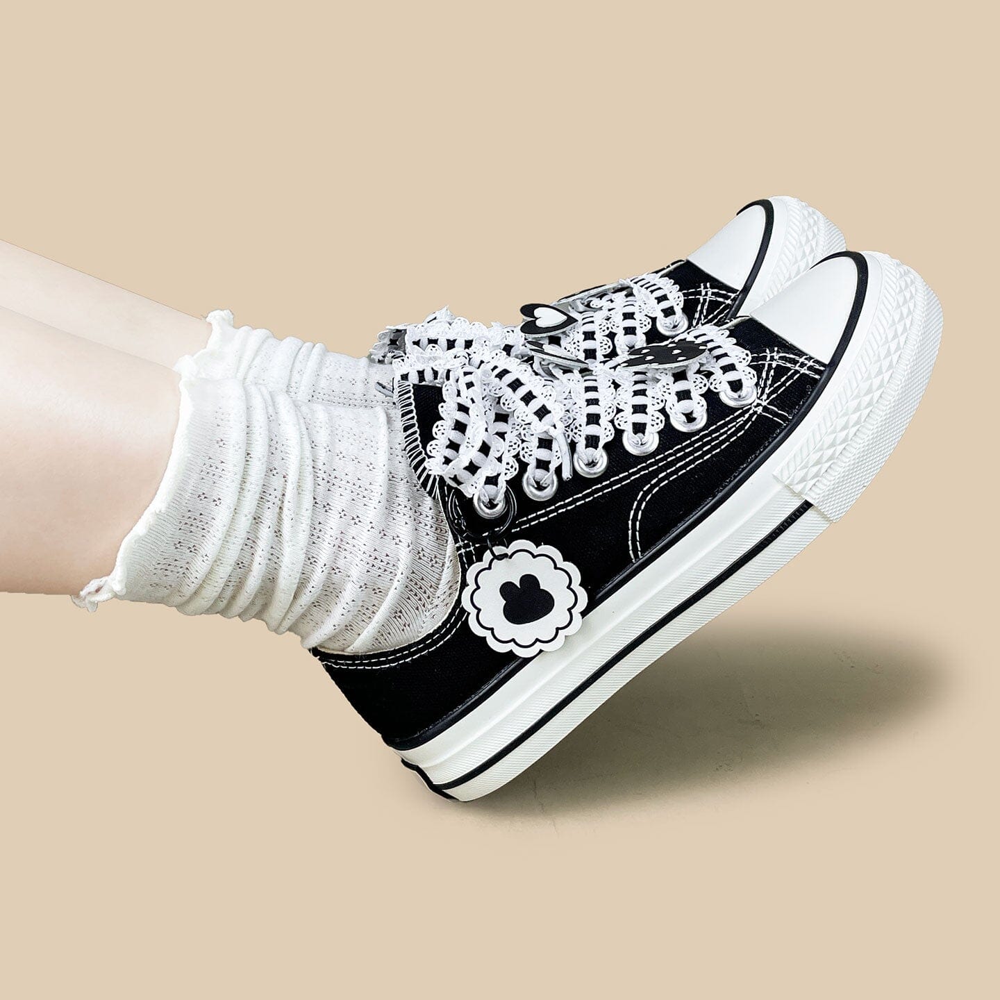 Kawaii Bunny Lace Bow Low Top Canvas Shoes - Unisex - Image 8