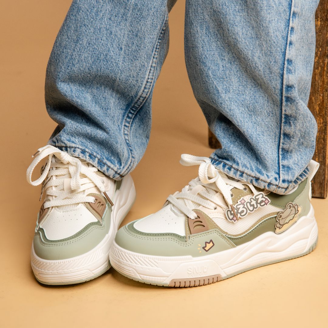 Kawaii Crown Frog Prince Casual Green Shoes - Women's - Image 6
