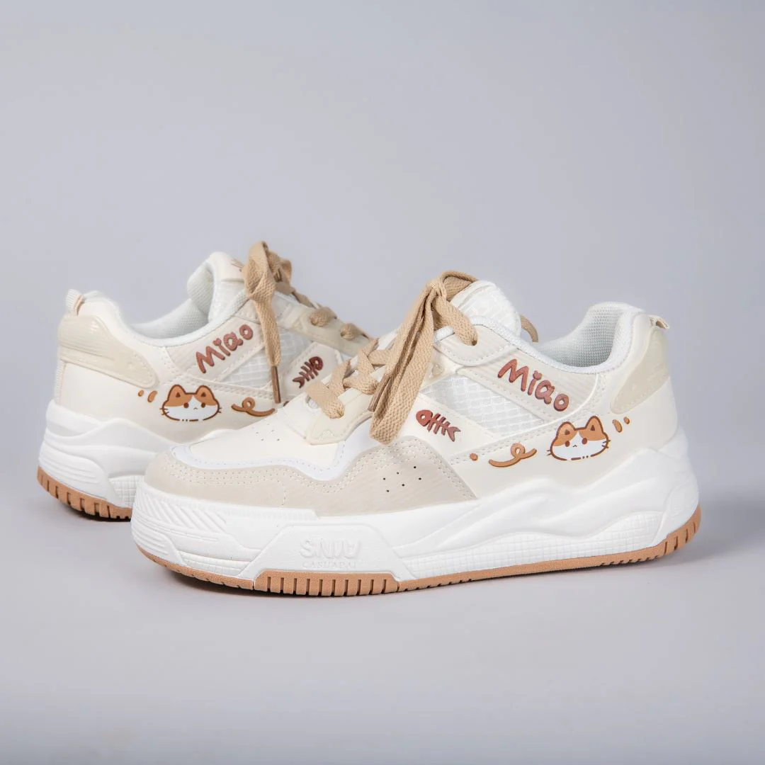 Kawaii Miao Miao Kitty White Sneakers - Women's - Image 3