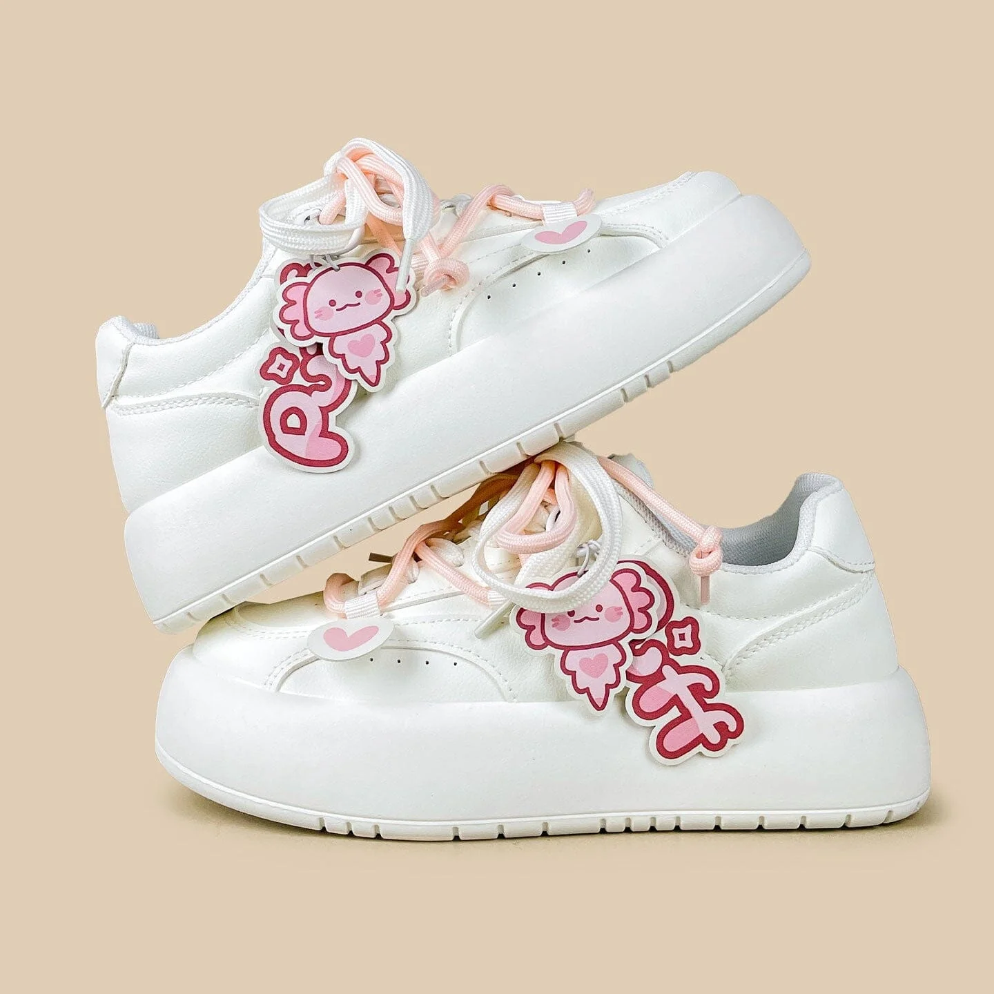 Kawaii Puff the Axolotl Pink Chunky Platform Sneakers - Women's - Image 5
