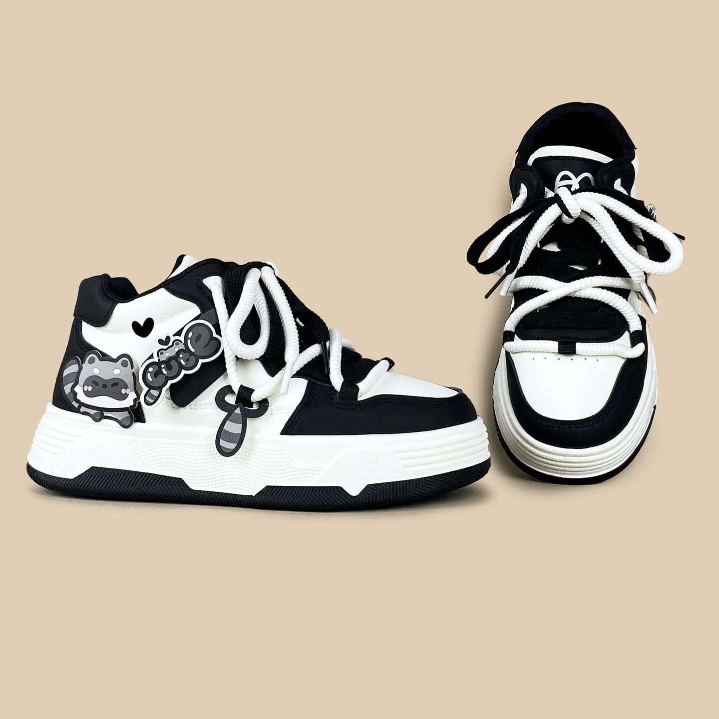 Kawaii Raccoon Chunky Mid Top Shoes - Women's - Image 5