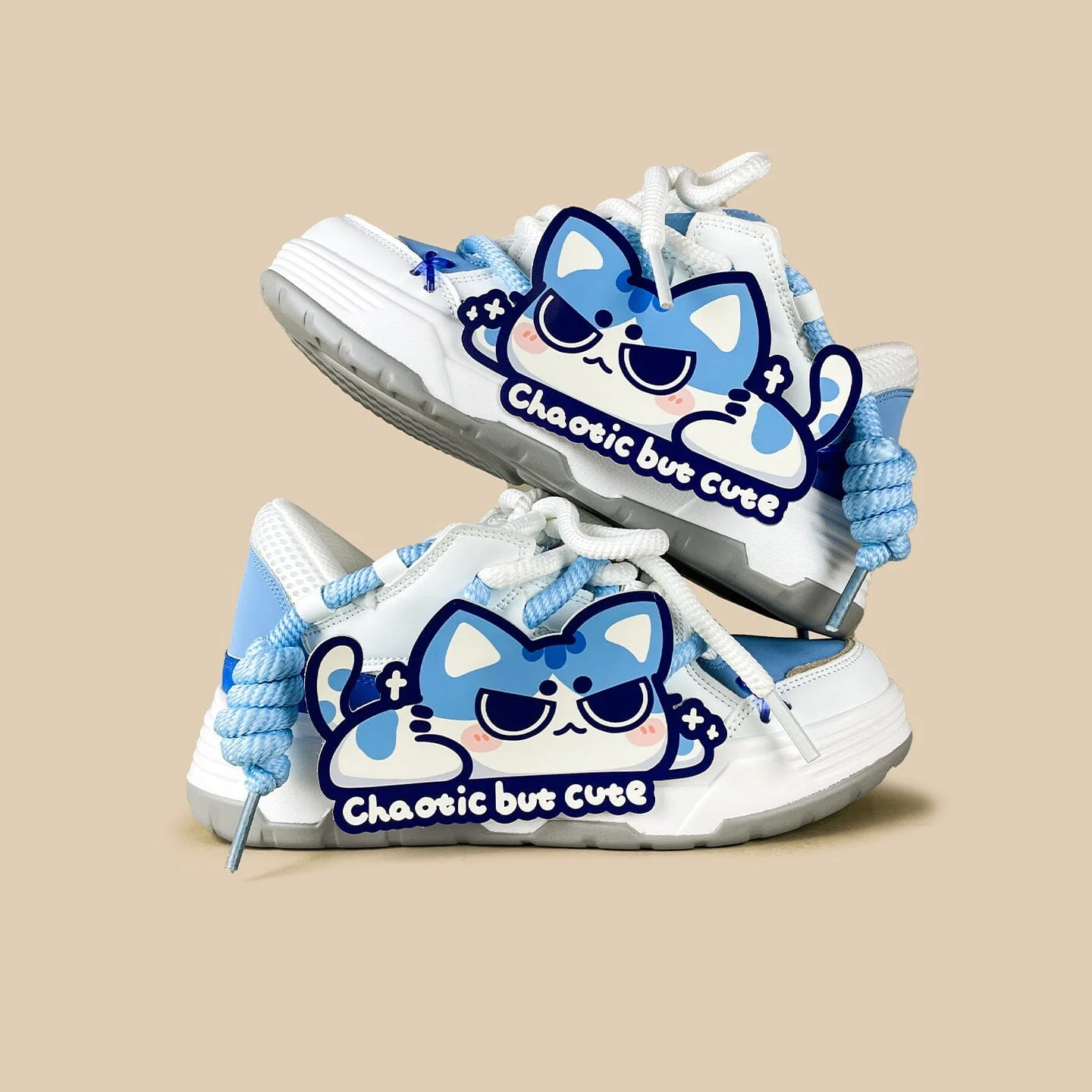 Mischief Meow Chunky Casual Blue Sneakers – Unisex - Image 2