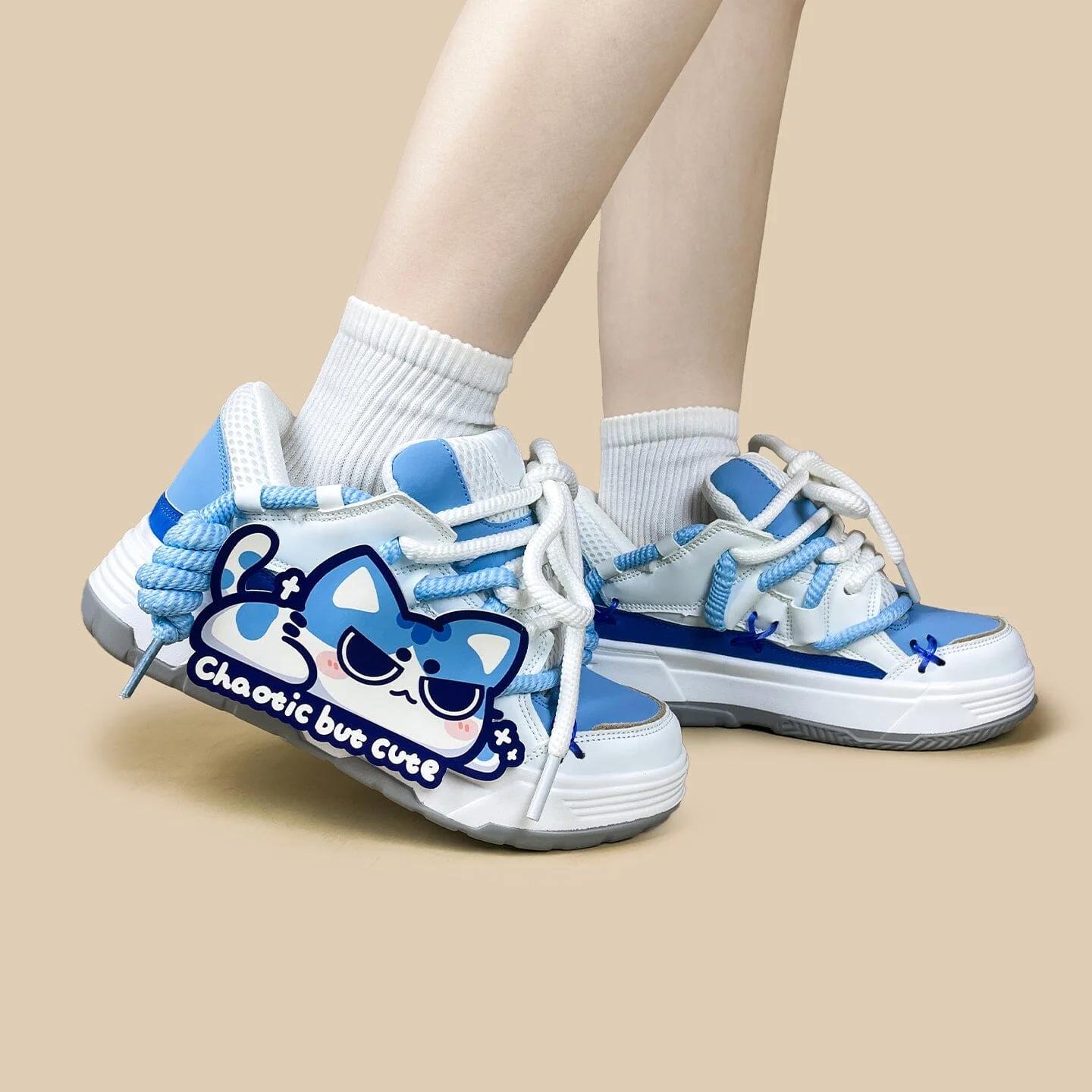 Mischief Meow Chunky Casual Blue Sneakers – Unisex - Image 6