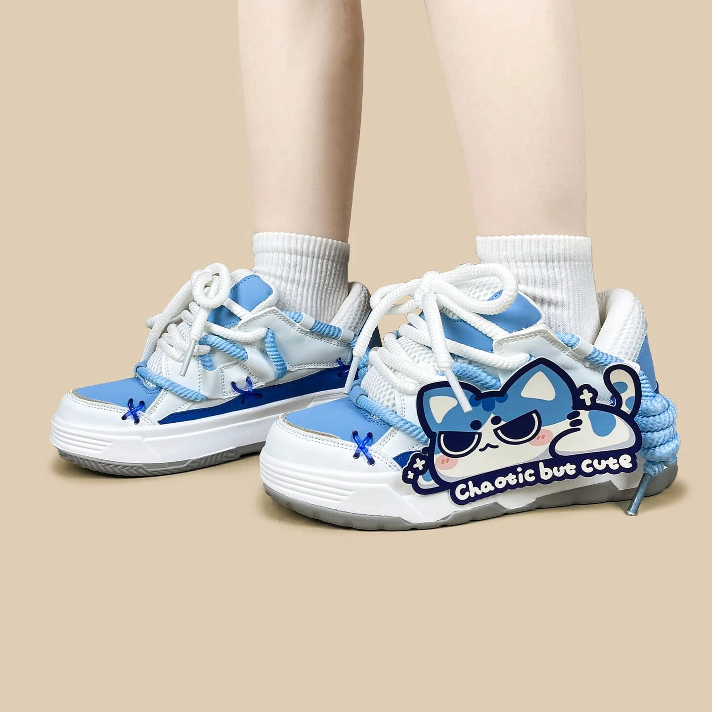 Mischief Meow Chunky Casual Blue Sneakers – Unisex - Image 8