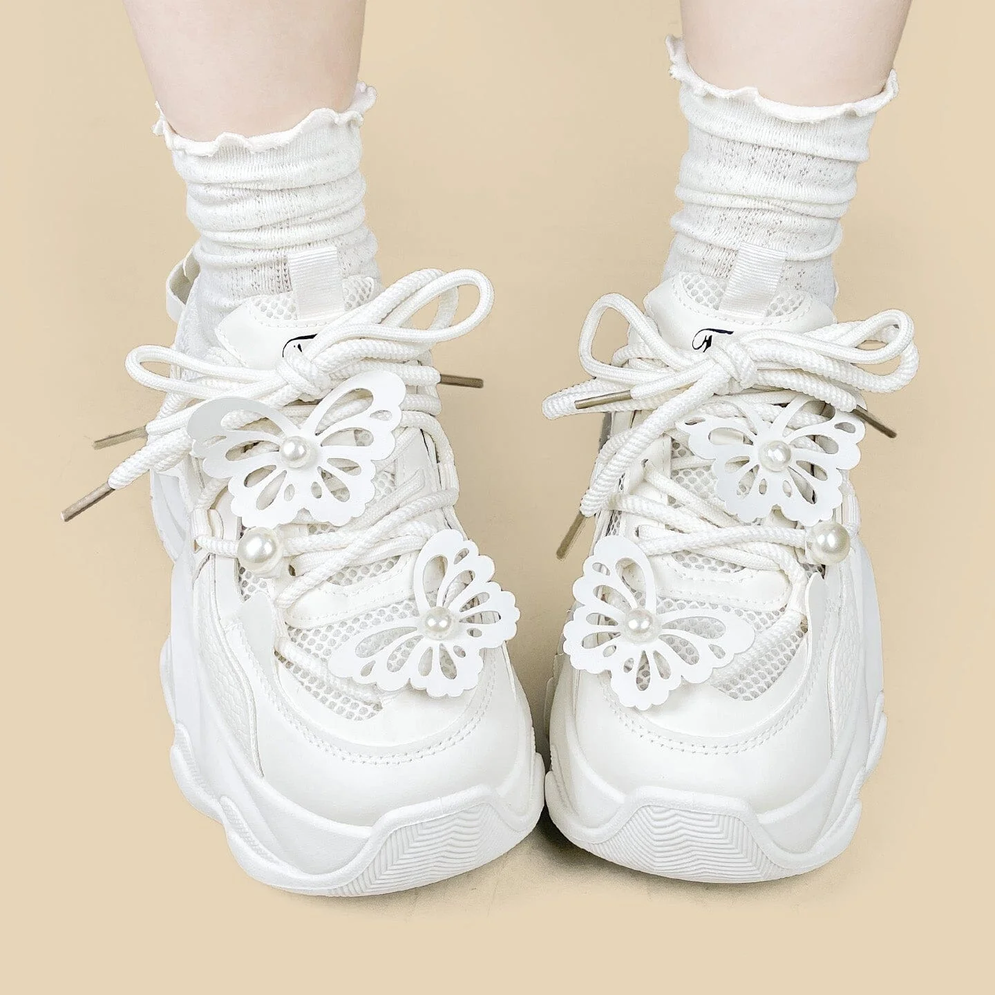 Pearl Butterfly Cloud Chunky Sneakers - Unisex - Image 4