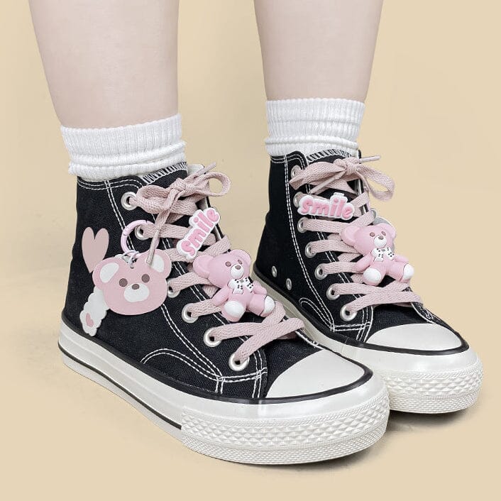 Pink Teddy Charms High Top Canvas Shoes - Unisex - Image 10