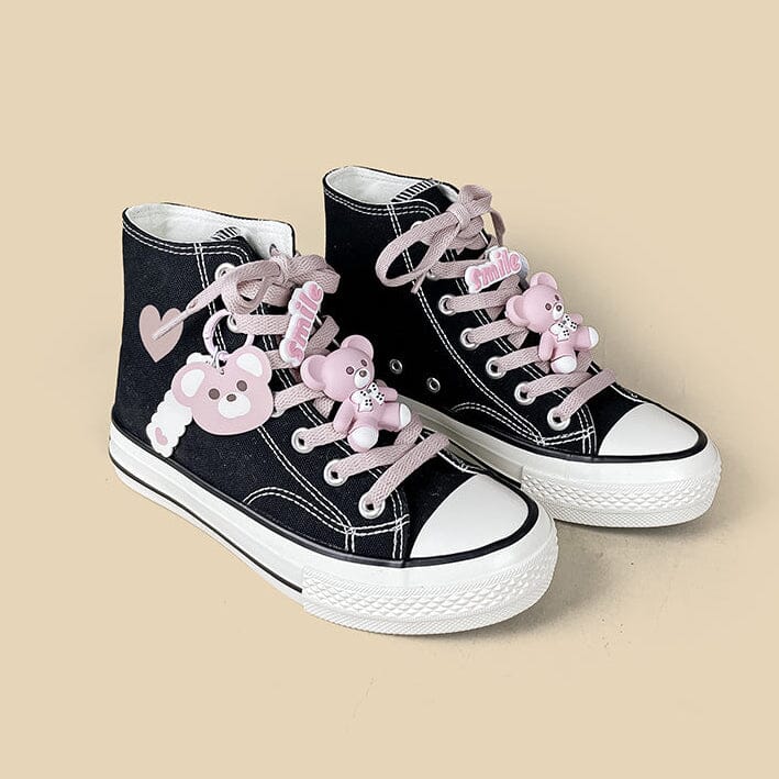 Pink Teddy Charms High Top Canvas Shoes - Unisex - Image 3