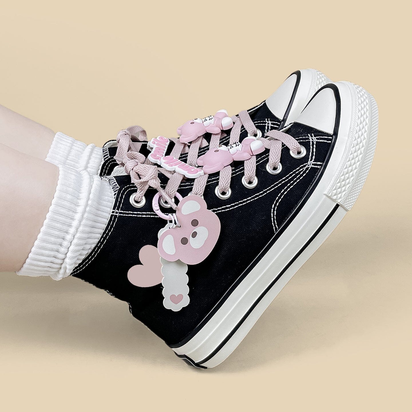 Pink Teddy Charms High Top Canvas Shoes - Unisex - Image 7