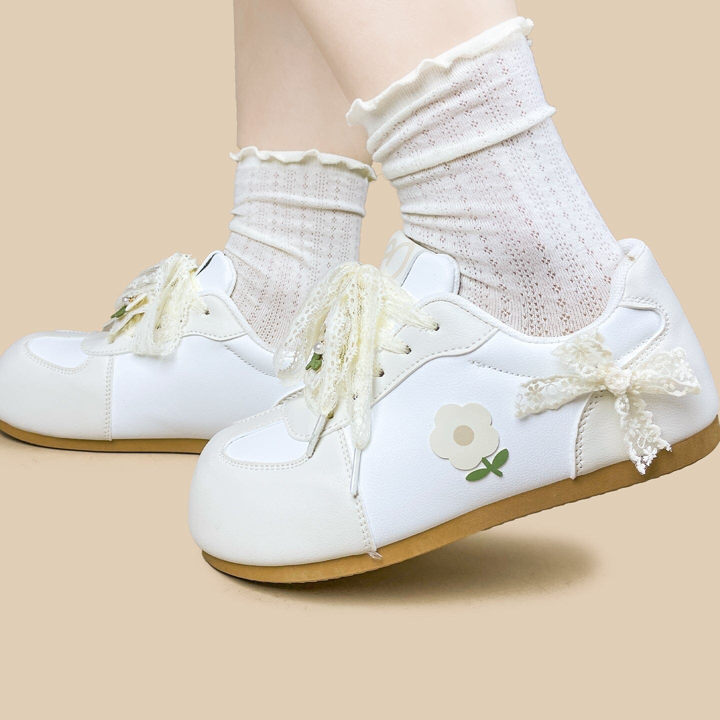 Wildflower Lace Bow Casual Sneakers – Women’s - Image 9