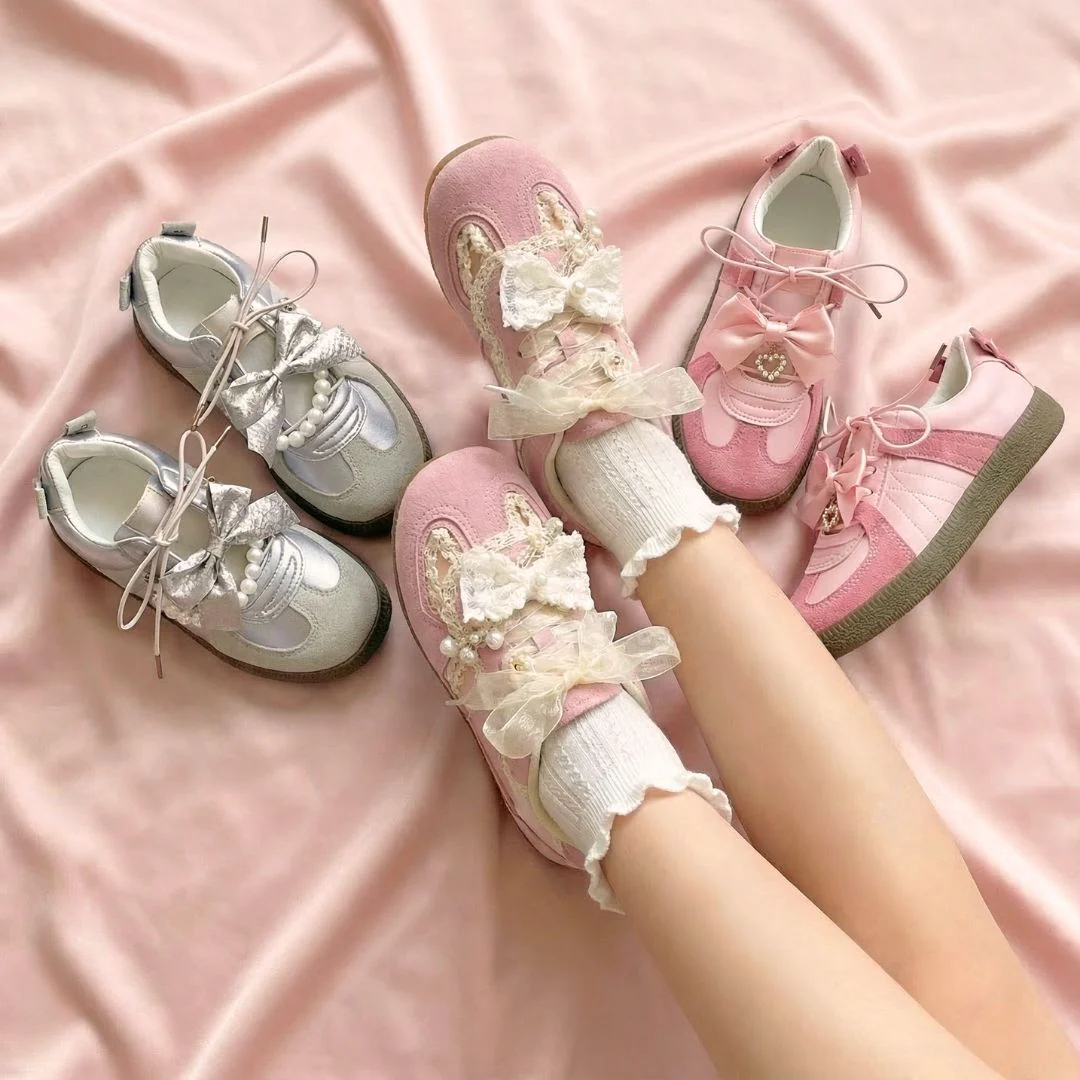 Porcelain Petal Bloom Blush Pink Bow Sneakers - Women's - Image 8