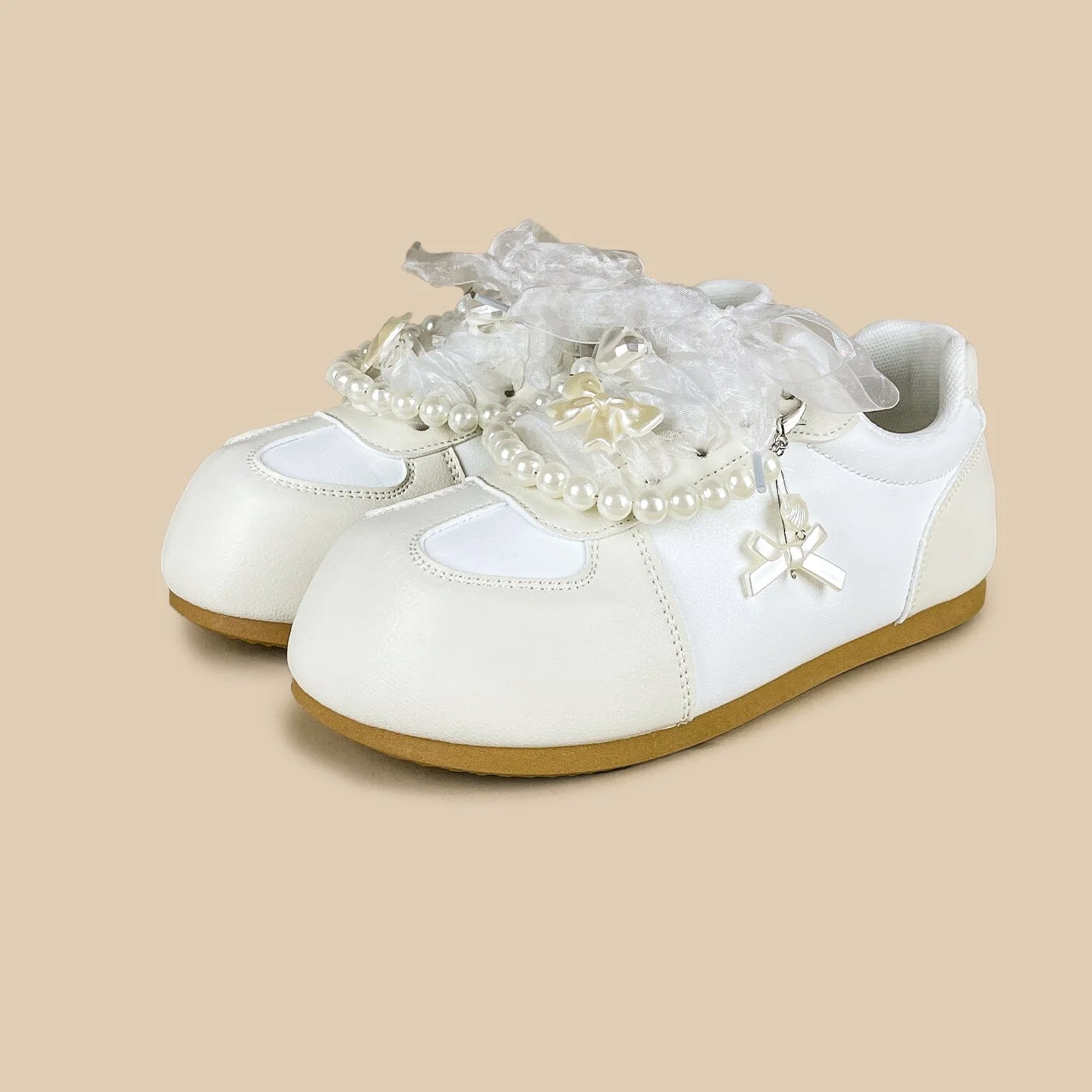 Romantic Pearl and Bow Casual Sneakers – Women’s - Image 6