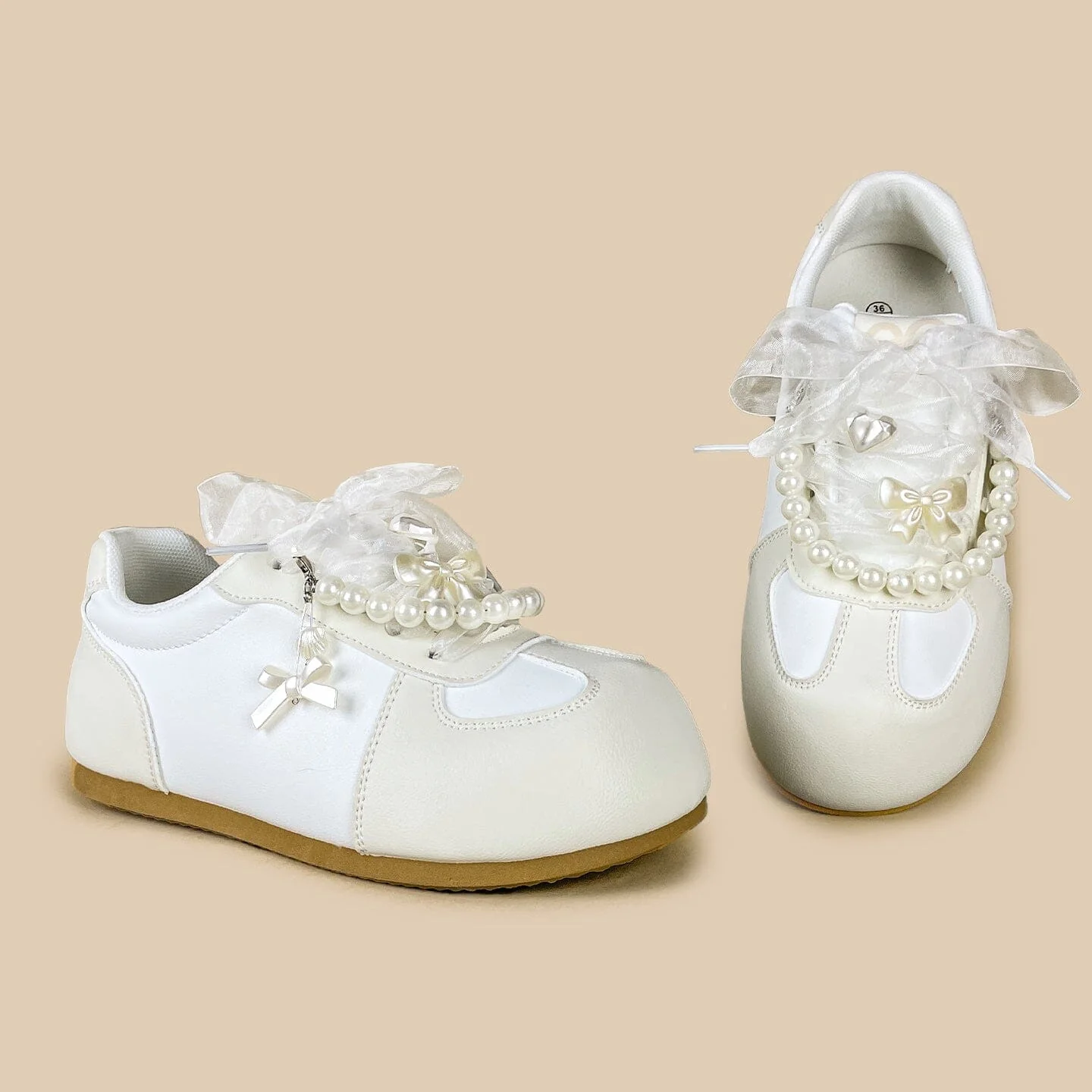 Romantic Pearl and Bow Casual Sneakers – Women’s - Image 7