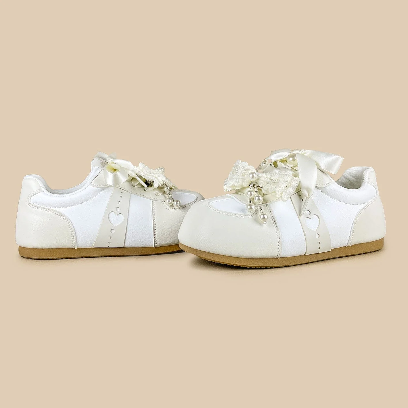 Romantic Pearl Ribbon Dream Casual Sneakers – Women’s - Image 6