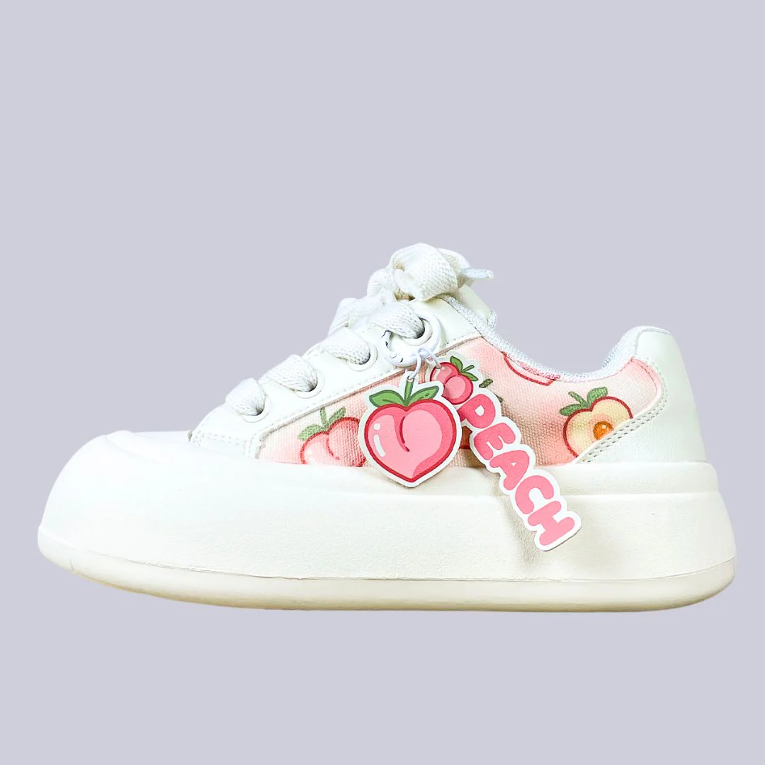 Sweet Juicy Peach Print Chunky Sneakers - Women's
