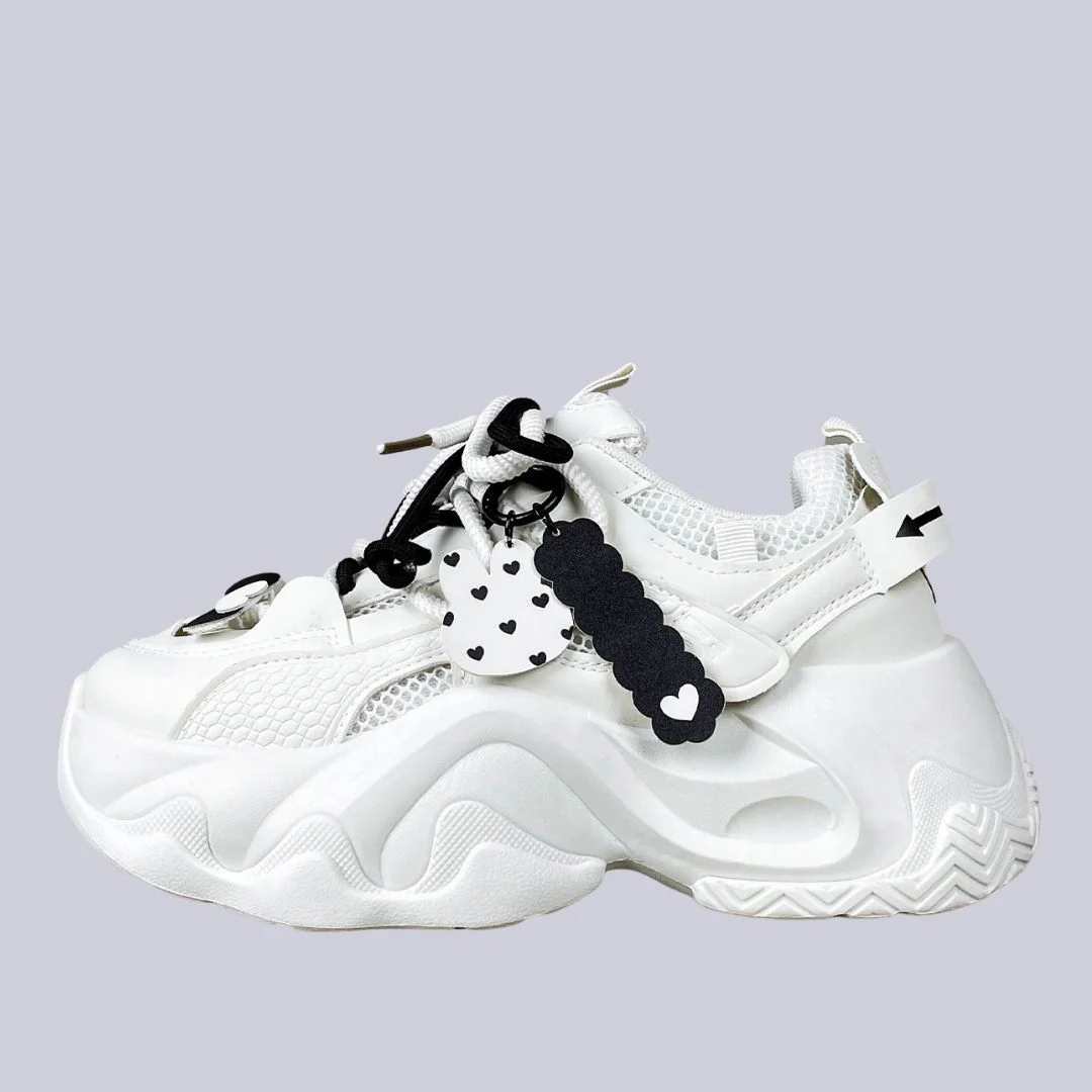 Y2K Heart Bunny Charm Chunky Sneakers - Unisex
