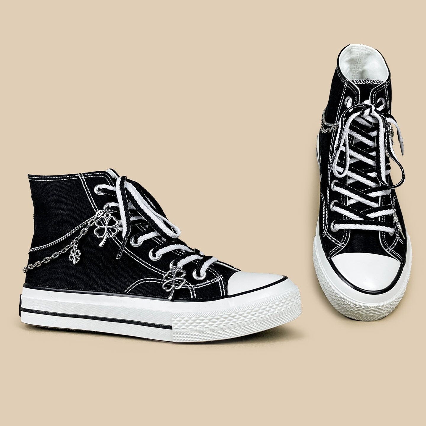 Y2K Lucky Clover Chain High Top Canvas Shoes - Unisex - Image 5